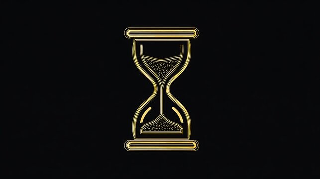 Glowing gold hourglass icon on a stark black background, symbolizing time passing