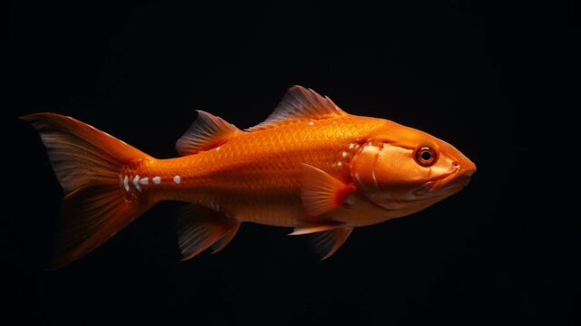 Vibrant orange fish swimming solo.