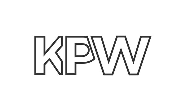 KPW logo design template with strong and modern bold text. Initial based vector logotype featuring simple and minimal typography. Trendy company identity.