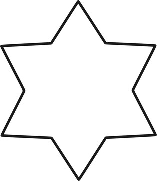 6 point start with black outline in transparent background for background decorations 