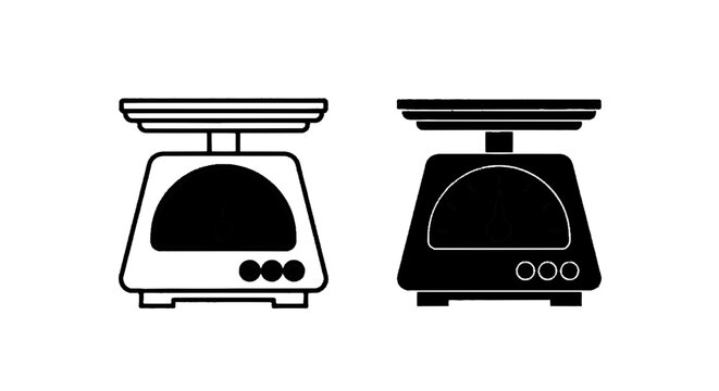 Vector illustration of kitchen scales icon set, vector illustration of weighing equipment