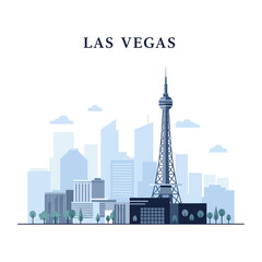 Obraz premium Minimalist blue and white Las Vegas city skyline banner