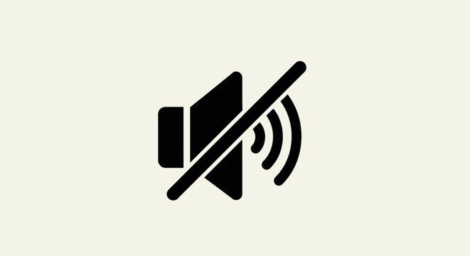 Minimalist mute or no sound icon in solid black silhouette style.