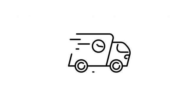 delivery truck line icon animation video footage web service design 