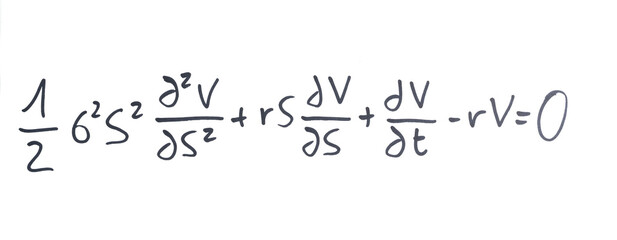 equations: the Block Scholes model written in black marker