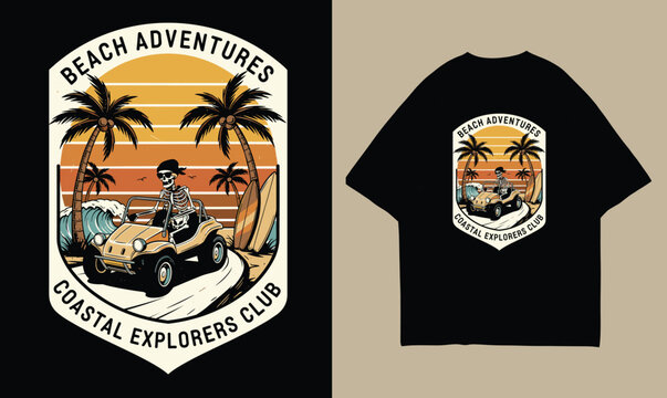 Retro Tropical Summer Vacation Emblem for T-Shirt and Apparel Design