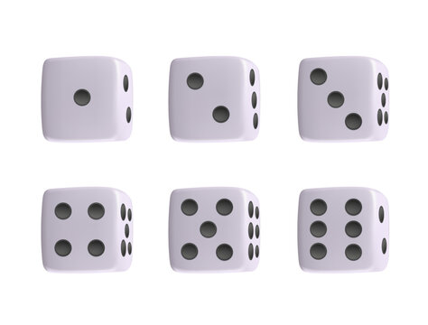 Dice Set vector 3D icon. Game dice. Dice with six faces of cube. Playing dices wth black dots. Silhouette, black, dice collection. Vector