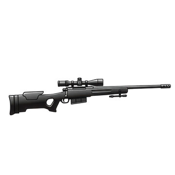 Modern sniper rifle with scope and bipod on transparent background