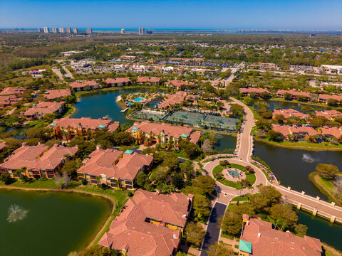 Residential housing community in Estero Florida. Aerial drone photo 2026