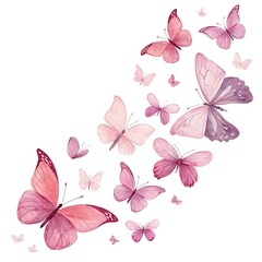 Fototapeta premium Pink butterfly swarm flying in air beautiful nature scene with colorful wings