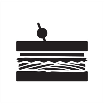 Sandwich with meat, lettuce and tomatoes flat vector icon for food apps and websites