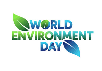 Fototapeta premium World environment day logo with green and blue leaves and globe