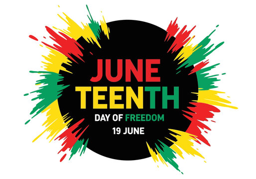 Vibrant juneteenth celebration design with colorful brush strokes