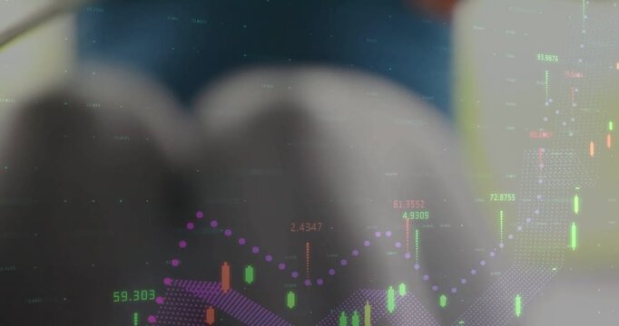 Person gripping gym handle and sliding causing fading finance charts and dotted lines for tracking
