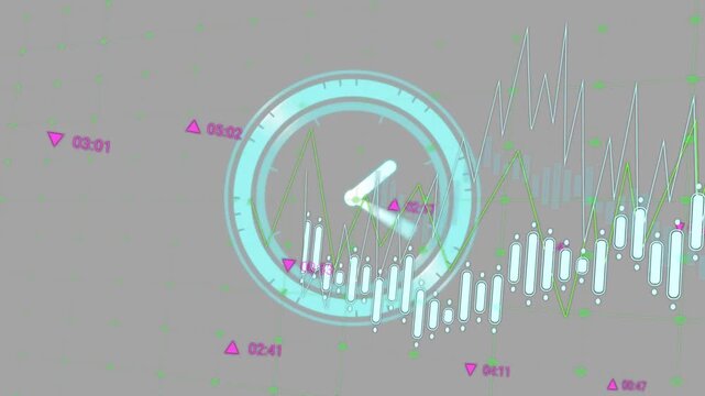 Vertical video: Cyan dial emerging rotating driving bars right marks updating showing finance trend