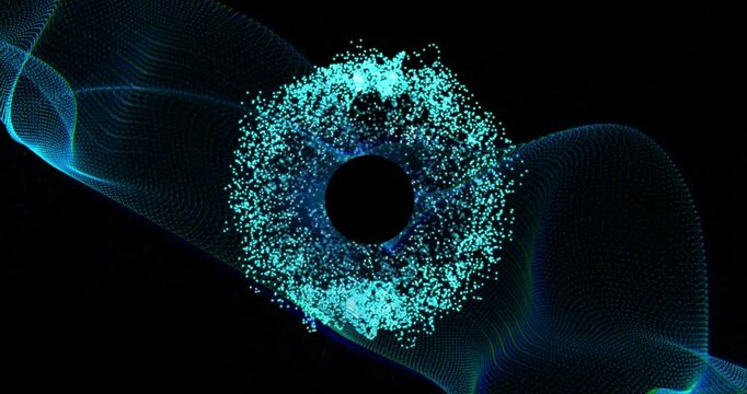 Particle torus forming and stabilizing in VFX demo, emitter feeding ring, mesh modulating texture