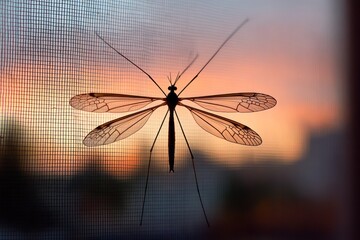 Fototapeta premium Delicate crane fly on window screen