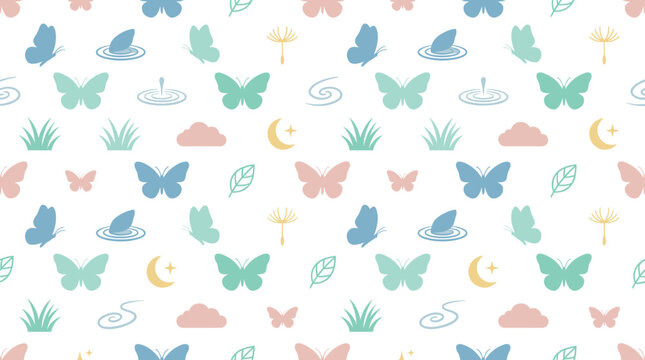 Peaceful meadow atmosphere and calming wildlife observation with dreamy butterfly flight concept