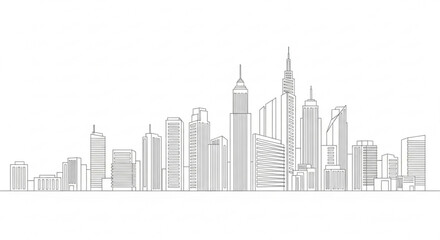 Obraz premium A minimalist line art illustration of a city skyline with sleek skyscrapers