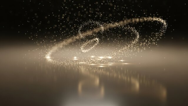 A swirling light trail with sparkling particles