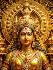 Fototapeta premium Heres the output Golden Goddess Durga at Kanaka Temple in Vijayawada