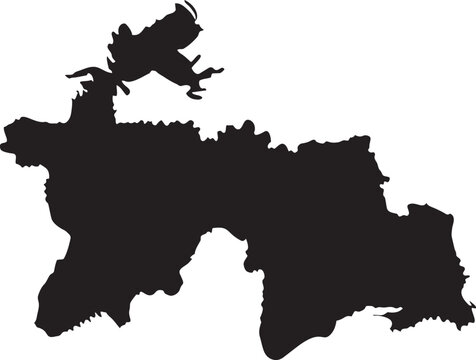 Black silhouette map of Tajikistan a simple vector illustration for travel and geography concepts isolated on a white background