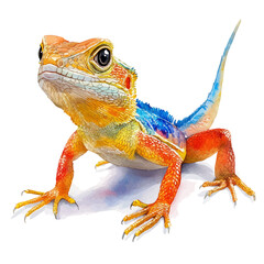 Fototapeta premium watercolor of Small Pet Lizard draw illustration, isolated on a white background.