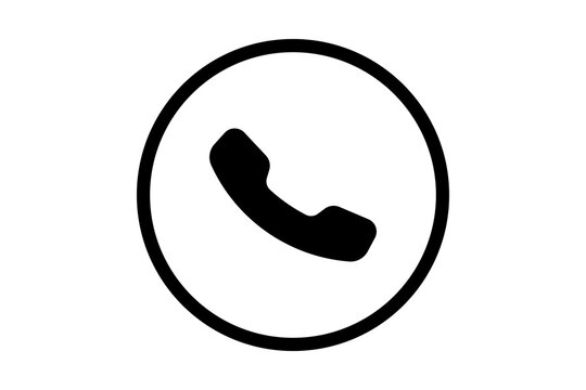 Black outline phone call icon representing active communication connection isolated on transparent background phone call communication connect mobile device