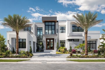 Obraz premium Contemporary tropical villa with glass facade