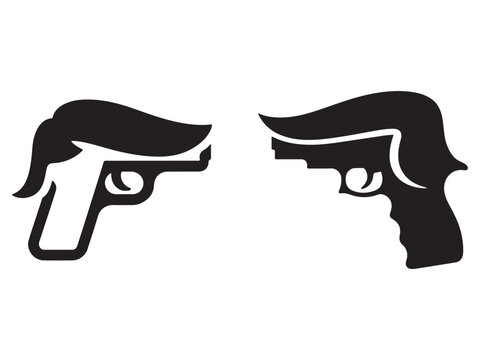 Stylized Hair and Pistol Vector Illustration