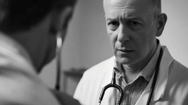 The consultation between a doctor and his patient.