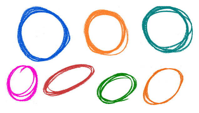 Circles Crayon Chalk Drawing Doodle Vector Set