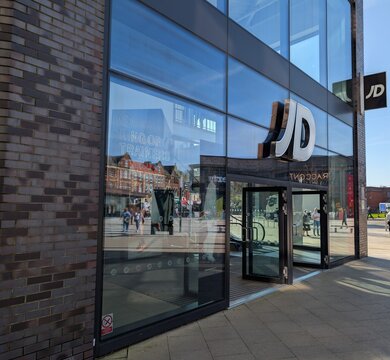 Bury Manchester UK 03 18 2026 JD Sports store front owned and operated by the JD Group a sports fashion, multiband, multichannel retailer of sports and casual wear.