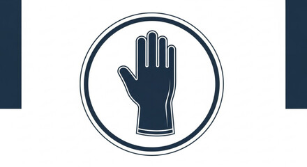 Obraz premium Hand gesture inside a circle on white background with navy blue accents
