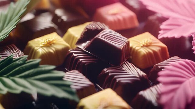 Assortment of truffle chocolates with vibrant colors and textures, ideal for desserts or celebrations.