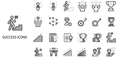 Fototapeta premium Success simple concept 24 Grew color icons set .Vector illustration.