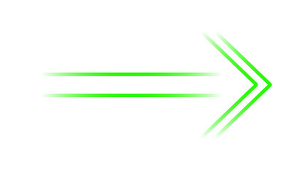 green speed arrow with motion trail lines pointing right isolated on white background © Karam