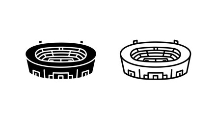 Stadium icon: black and white silhouette for sports and events © MdDelowar