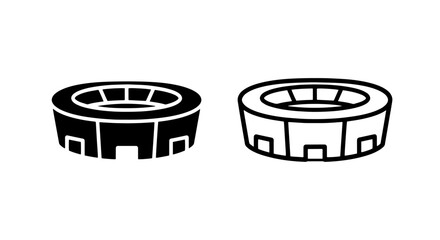Sports arena icon: black and white for events and competition © MdDelowar