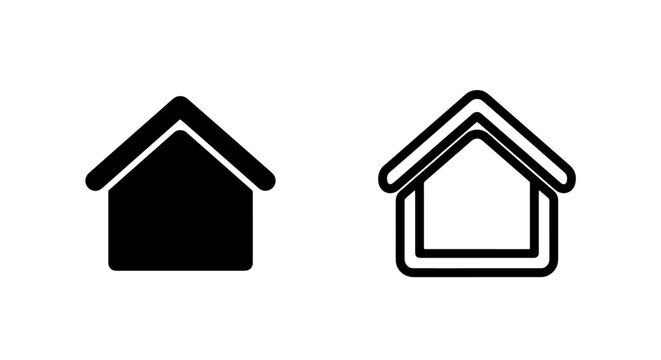 House black and white icon set vector with real estate