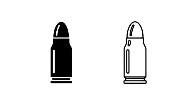Bullet cartridge icon set vector illustration - ammunition caliber symbol silhouette outline