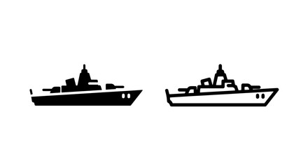 Naval warship icon vector illustration for military defense and maritime security concepts © MdDelowar