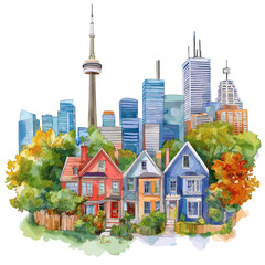 Naklejka premium Toronto. Toronto hand drawn watercolor illustration