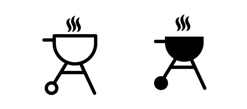 Grill icon in black color for website or app.