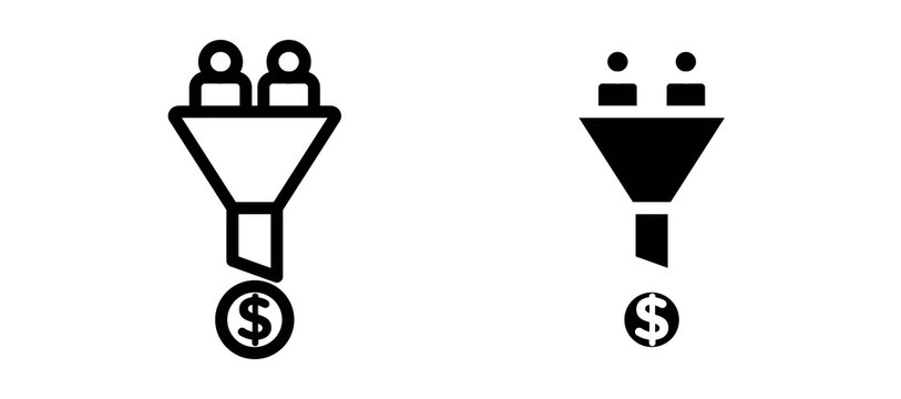 Lead conversion icon in black color for website or app.