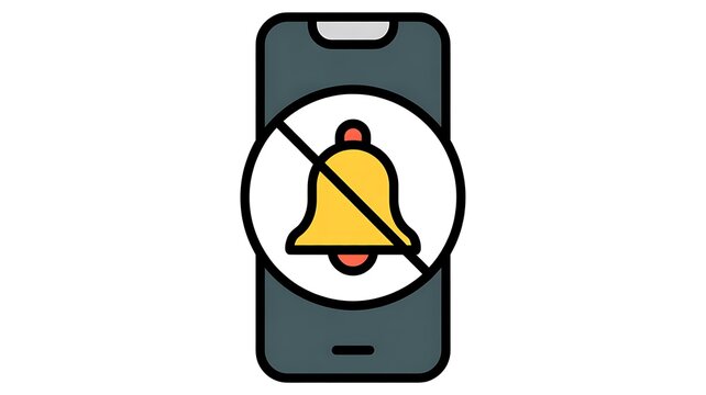 Notification mute icon on smartphone, no bell symbol