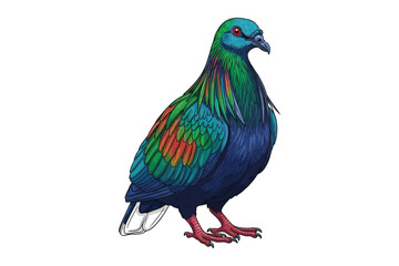 Fototapeta premium Nicobar pigeon bird standing side view illustration