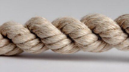 Obraz premium Close-up macro shot of a thick, natural fiber rope with a detailed texture and braided strands