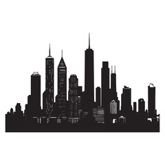 Obraz premium Modern city skyline featuring various high rise buildings silhouette design