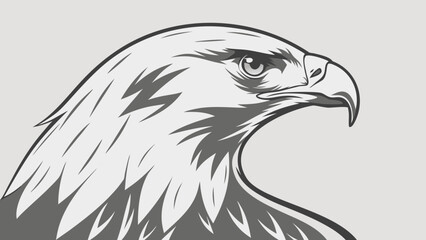 Obraz premium Powerful eagle head profile, majestic bird of prey vector illustration with detailed features for symbolism and nature graphics